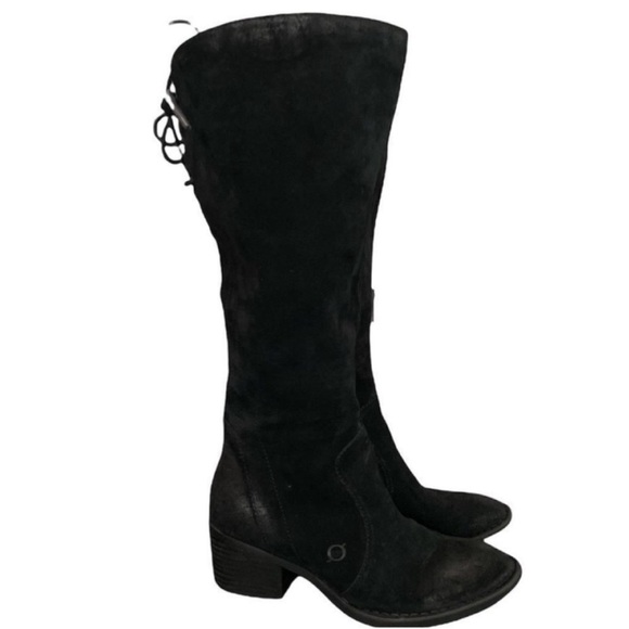 Born Cotto Tall Black Suede Western Riding Boots Size 6 wide calf - Picture 2 of 14